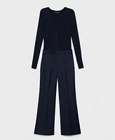 Mango Women's Contrast-Bodice Long Jumpsuit