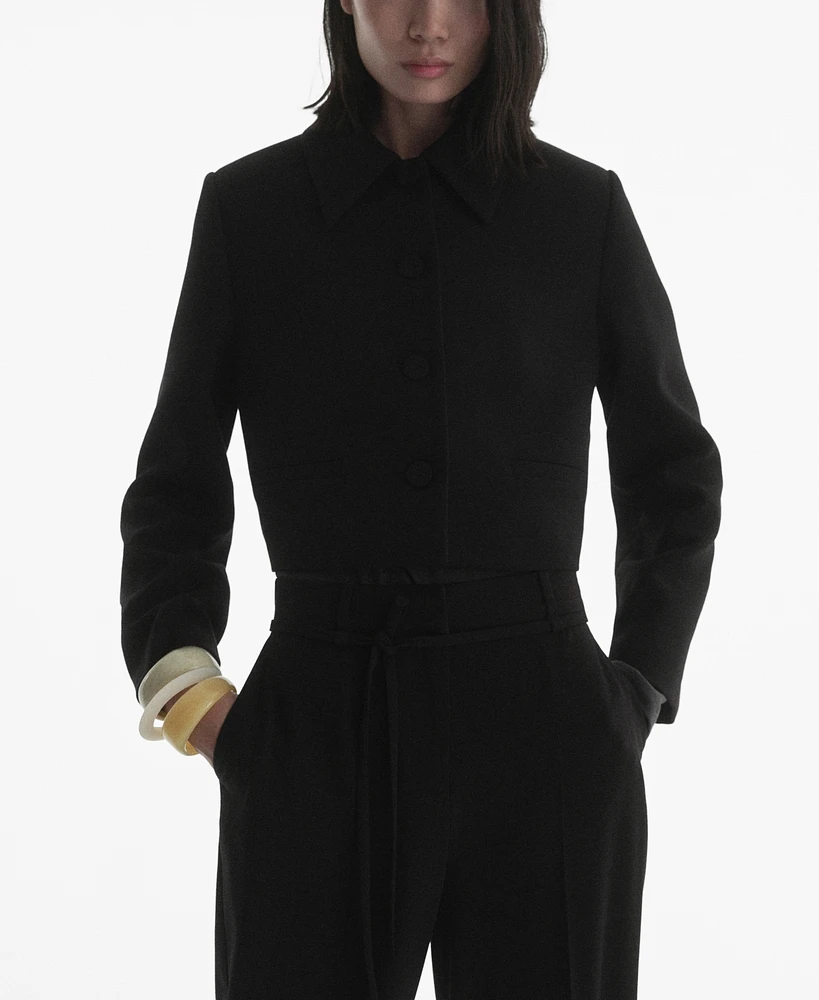 Mango Women's Crop Lapel Suit Jacket