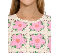 CeCe Women's Crewneck Crochet Flower Tank Top
