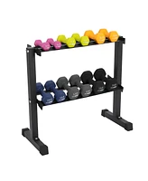 HolaHatha 106 Pound Neoprene Dumbbell Strength Training Weight Set with Rack