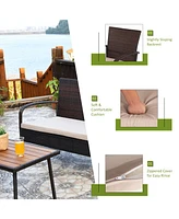 Gymax 4 Piece Rattan Outdoor Furniture Set Patio Conversation Set w/ Cushions