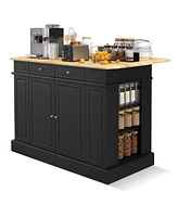Kitchen Island with Storage and 3-Level Adjustable Shelves