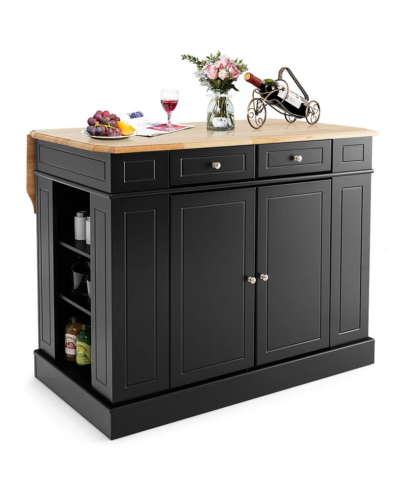 Kitchen Island with Storage and 3-Level Adjustable Shelves