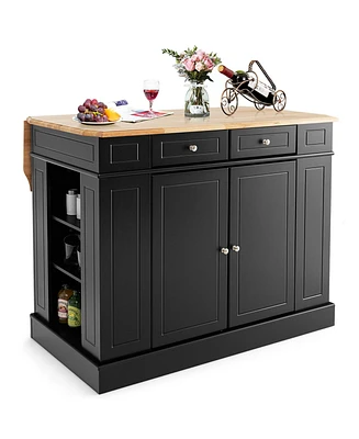 Kitchen Island with Storage and 3-Level Adjustable Shelves