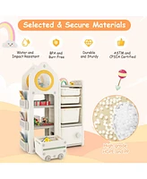 Multipurpose Toy Chest and Bookshelf with Mobile Trolley for Bedroom