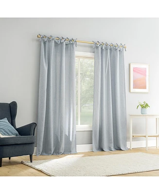 Generation Roxy Slub Texture Tacked Bow Semi-Sheer Tie Top Curtain Panel