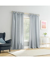 Generation Roxy Slub Texture Tacked Bow Semi-Sheer Tie Top Curtain Panel