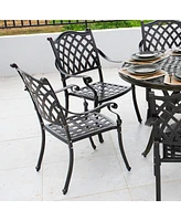 Mondawe Outdoor Cast Aluminum Dining Armchair