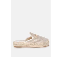 Marama Horsebit Embellished Raffia Mules