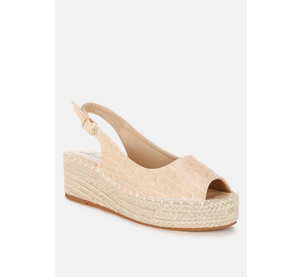Yarael Croco Peep Toe Wedges