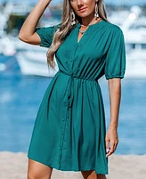 Cupshe Women's Urban Breeze Teal Mini Beach Dress