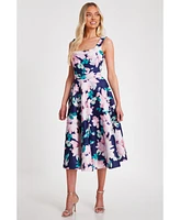 Quiz Women's Floral Scuba Foam Square Neck Maxi Skater
