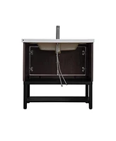 Casainc 36" Bathroom Vanity with White Ceramic Sink & Faucet,Freestanding Bathroom Cabinet with 2 Storage Doors and Open iron Shelf