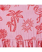 Andy & Evan Toddler Girls Toddler/Child Pink Tropical Icon Print Gauze Dress