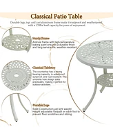 30 Inches Outdoor Dining Table with Umbrella Hole Cast Aluminium Patio Bistro Table Outdoor Round Bistro Table, Bronze