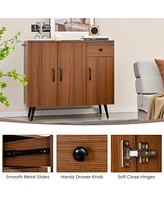 Sideboard Cabinet with 3 Doors and Pull out Drawer Adjustable Shelves