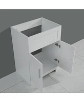 Casainc 24" White Paint Free Laundry Tub Cabinet w/ Stainless Steel Combo