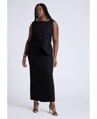 Eloquii Plus Linen Blend Column Skirt
