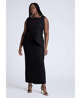 Eloquii Plus Linen Blend Column Skirt