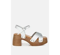 Morasa Metallic Pleather Clog Sandals
