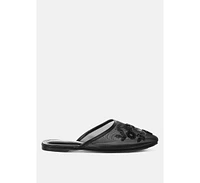 Nahra Mesh Sequin Beaded Mules