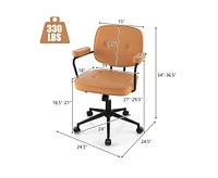 Pu Leather Office Chair with Rocking Backrest and Ergonomic Armrest