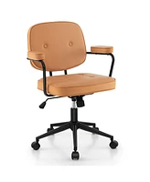 Pu Leather Office Chair with Rocking Backrest and Ergonomic Armrest