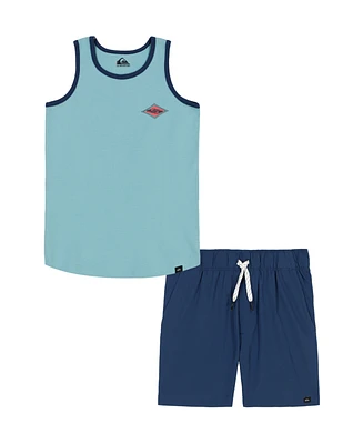 Quiksilver Toddler and Little Boys 2-Piece International Logo Tank Top Stretch Tech Shorts Set