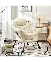 Modern Polyester Fabric Lazy Chair with Steel Frame and Side Pocket