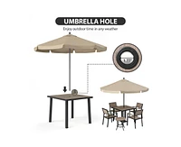 6-Piece Aluminum Outdoor Patio Dining Set with Square Table, Small Side Table and 4-Stackable Chairs