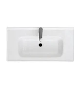 Casainc 32" Bathroom Vanity with White Ceramic Sink & Faucet,Freestanding Bathroom Cabinet with 2 Storage Doors and Open iron Shelf