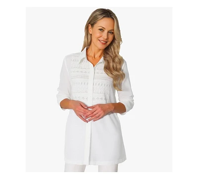 Stella Carakasi Women's Cotton Poplin Button-Front Unique Handmade Bib Pitch Perfect Tunic