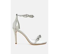Traben Rhinestones Chain Metallic Stiletto Sandals