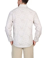 Tailorbyrd Men's Batik Printed Linen Blend Long Sleeve Shirt
