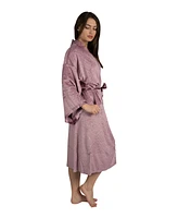 Tahari Women's Velour Kimono Robe with Flowy Bell Sleeves Satin Trim and Tie Front