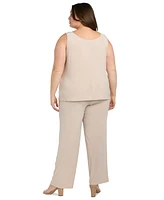R & M Richards Plus 3-Pc. Embellished Jacket, Necklace Top Pant Set