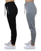 Galaxy By Harvic Women's Loose Fit Fleece Lined Jogger Sweatpants with Zipper Pockets-2 Pack