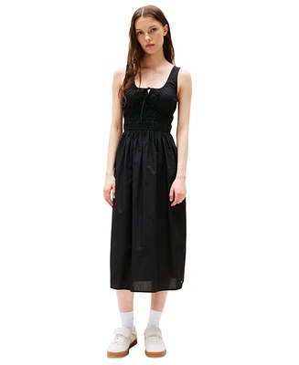 Tommy Jeans Women's Cotton Smocked-Waist Midi Dress