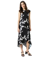 Luxely Women's Printed Asymmetrical Midi Dress