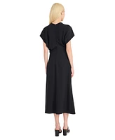 Luxely Women's Draped Dolman-Sleeve Midi Dress