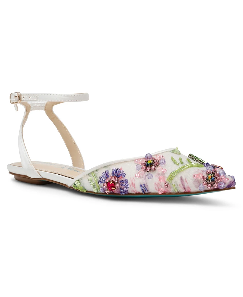 Betsey Johnson Women's Garbo Jeweled Mesh Flats