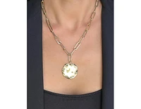 Rivka Friedman 18K Gold Clad Hammered Disc on Paper Clip Chain