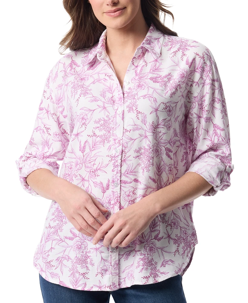 Gloria Vanderbilt Women's Amanda Floral-Print Oversized Shirt