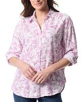 Gloria Vanderbilt Women's Amanda Floral-Print Oversized Shirt