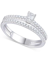 Diamond Emerald Cut Double-Row Engagement Ring (1/2 ct. t.w.) 14k White Gold