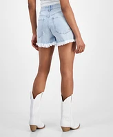 Indigo Rein Juniors' Cherry Embroidered Denim Shorts