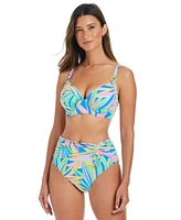 Bleu By Rod Beattie Womens On The Bright Side Printed Underwire Bikini Top High Waist Sarong Bikini Bottoms