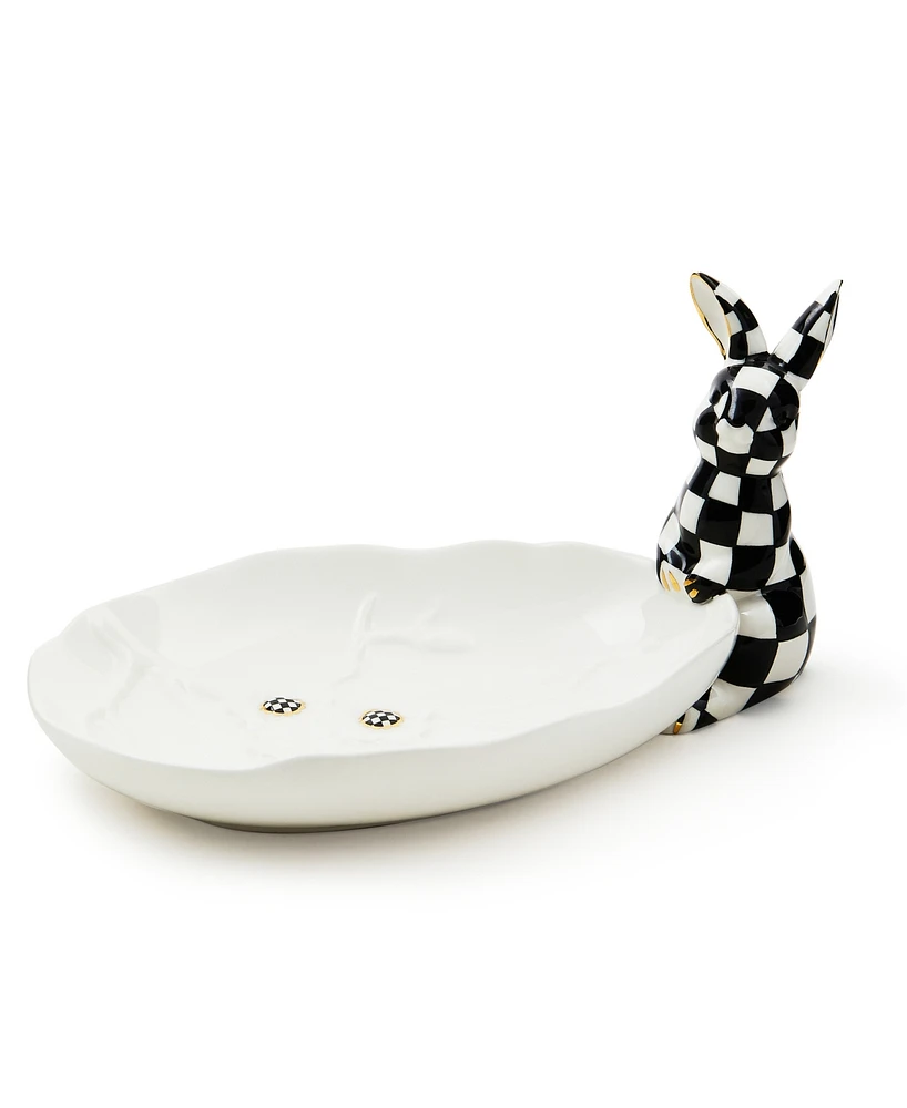 Mackenzie-Childs Courtly Check Rabbit Ceramic Trinket Tray