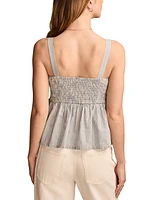 Lucky Brand Women's Square-Neck Corset Cotton Peplum Top