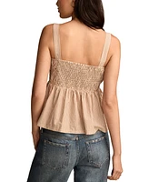 Lucky Brand Women's Square-Neck Corset Cotton Peplum Top